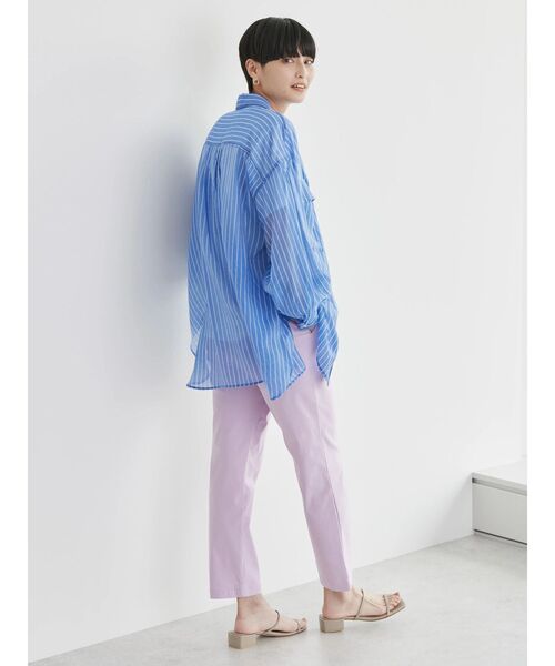 AMERICAN HOLIC（アメリカンホリック）の「Wポケットシアーシャツ（シャツ/ブラウス・レディース・ライトグリーン/アイボリー/マルチ/キャメル/ストライプ・M/L）」の12枚目の写真