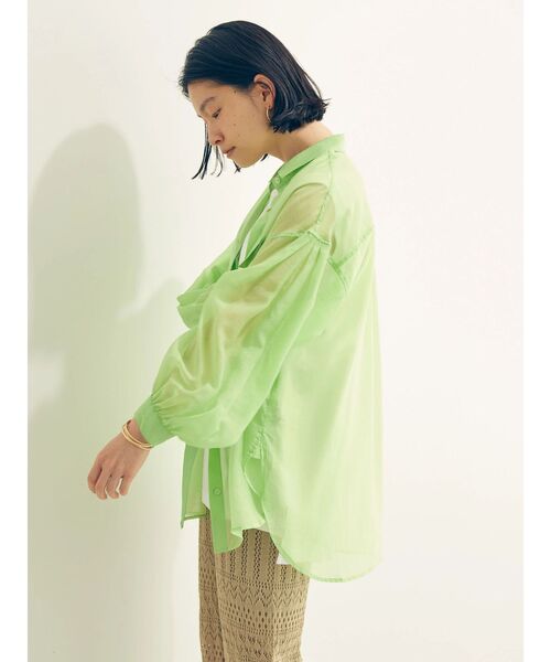 AMERICAN HOLIC（アメリカンホリック）の「Wポケットシアーシャツ（シャツ/ブラウス・レディース・ライトグリーン/アイボリー/マルチ/キャメル/ストライプ・M/L）」の14枚目の写真