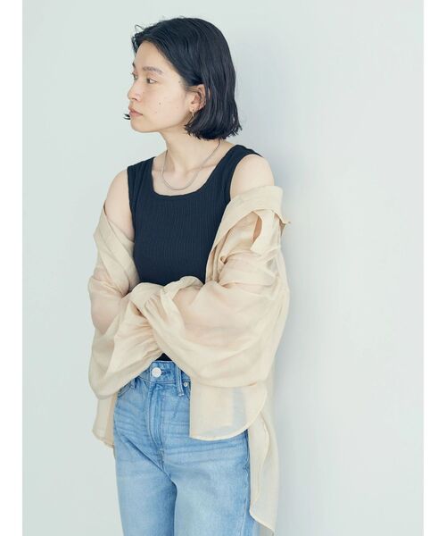 AMERICAN HOLIC（アメリカンホリック）の「Wポケットシアーシャツ（シャツ/ブラウス・レディース・ライトグリーン/アイボリー/マルチ/キャメル/ストライプ・M/L）」の18枚目の写真