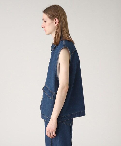 tk.TAKEO KIKUCHI（ティーケータケオキクチ）の「◆フリンジカットデニムベスト（ベスト・メンズ・チャコールグレー/ブルー・88）」の3枚目の写真