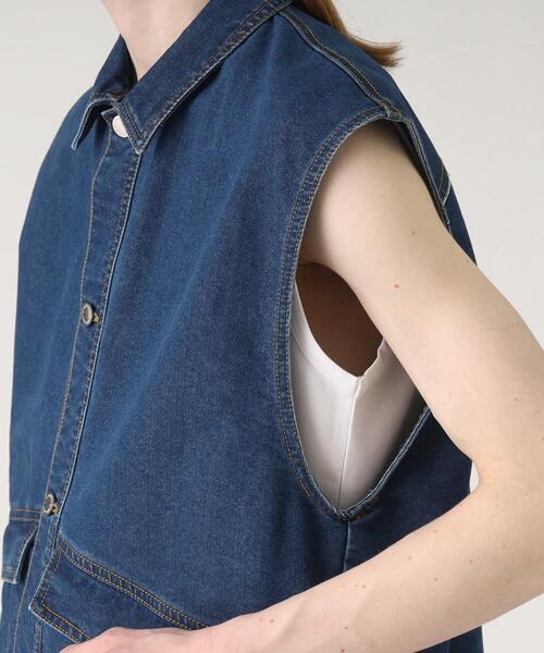 tk.TAKEO KIKUCHI（ティーケータケオキクチ）の「◆フリンジカットデニムベスト（ベスト・メンズ・チャコールグレー/ブルー・88）」の21枚目の写真