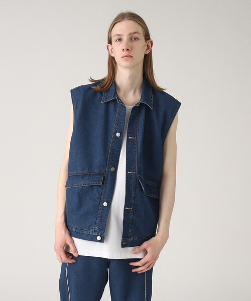 tk.TAKEO KIKUCHI（ティーケータケオキクチ）の「◆フリンジカットデニムベスト（ベスト・メンズ・チャコールグレー/ブルー・88）」の8枚目の写真