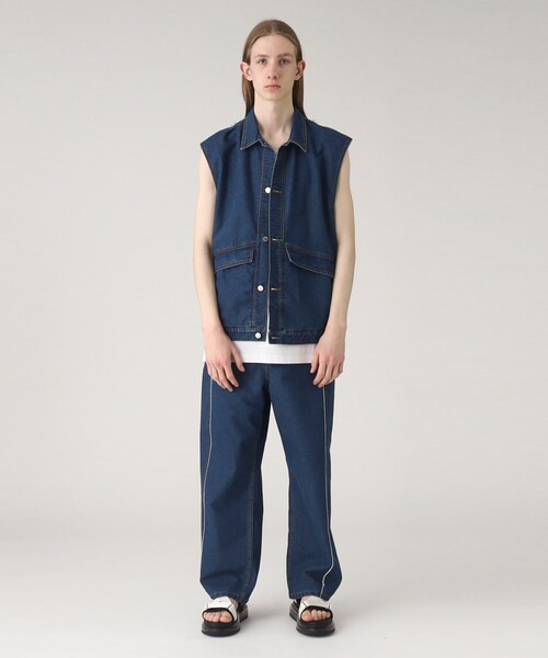 tk.TAKEO KIKUCHI（ティーケータケオキクチ）の「◆フリンジカットデニムベスト（ベスト・メンズ・チャコールグレー/ブルー・88）」の5枚目の写真