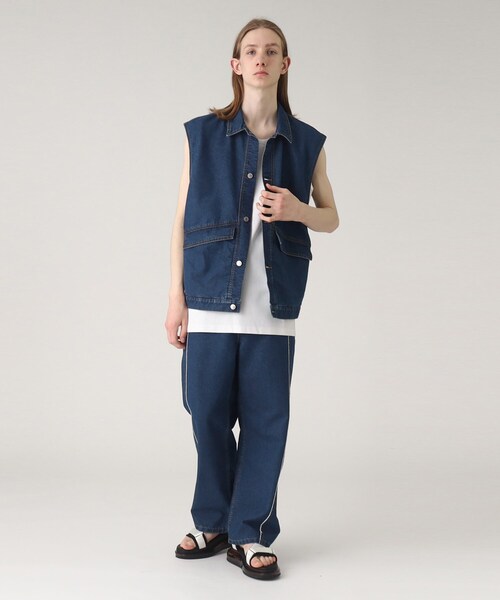 tk.TAKEO KIKUCHI（ティーケータケオキクチ）の「◆フリンジカットデニムベスト（ベスト・メンズ・チャコールグレー/ブルー・88）」の16枚目の写真