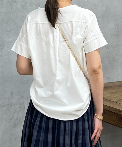 un dix cors(アンディコール)の「バイオシルケット裾ラウンドプルオーバー(Tシャツ/カットソー・レディース・オフホワイト/ブラック/イエロー・FREE)」の6枚目の写真