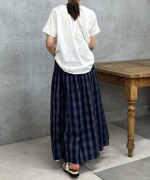 un dix cors(アンディコール)の「バイオシルケット裾ラウンドプルオーバー(Tシャツ/カットソー・レディース・オフホワイト/ブラック/イエロー・FREE)」の9枚目の写真