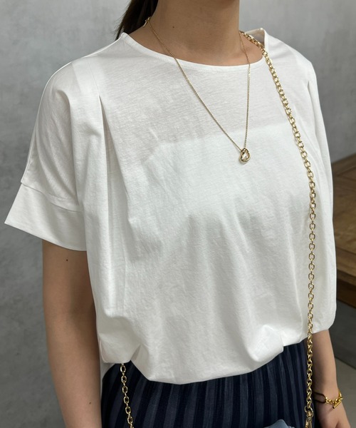 un dix cors(アンディコール)の「バイオシルケット裾ラウンドプルオーバー(Tシャツ/カットソー・レディース・オフホワイト/ブラック/イエロー・FREE)」の10枚目の写真