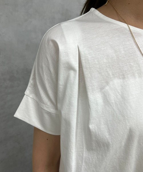 un dix cors(アンディコール)の「バイオシルケット裾ラウンドプルオーバー(Tシャツ/カットソー・レディース・オフホワイト/ブラック/イエロー・FREE)」の11枚目の写真