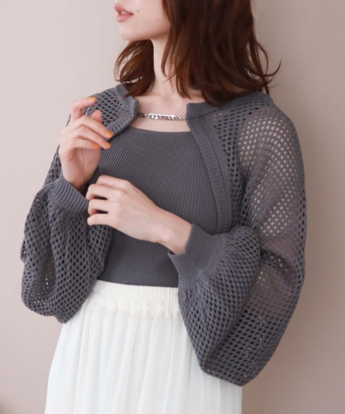 archives（アルシーヴ）の「シルバーチェーンニットボレロアンサンブル（アンサンブル・レディース・アイボリー/ブルー/ブラック/ピンク・MEDIUM）」の4枚目の写真