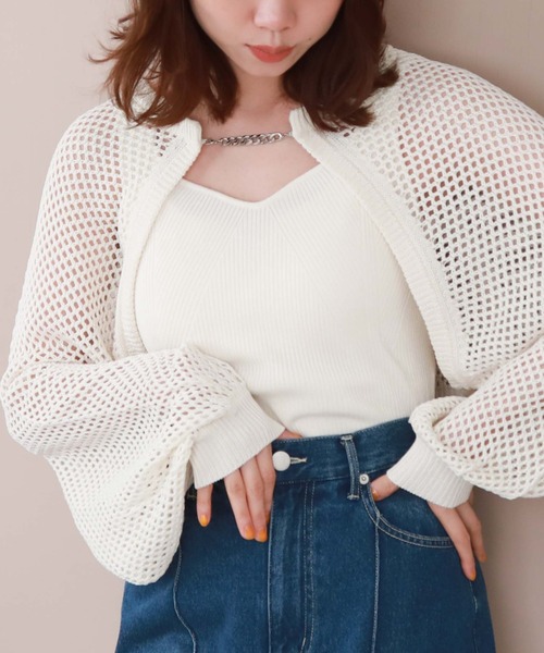 archives（アルシーヴ）の「シルバーチェーンニットボレロアンサンブル（アンサンブル・レディース・アイボリー/ブルー/ブラック/ピンク・MEDIUM）」の2枚目の写真