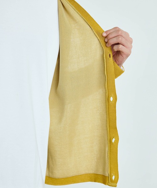 PUBLIC TOKYO（パブリックトウキョウ）の「極 リネンリラックスニットカーデ（カーディガン/ボレロ・メンズ・ベージュ/ブラック/マスタード・2/1/3）」の6枚目の写真