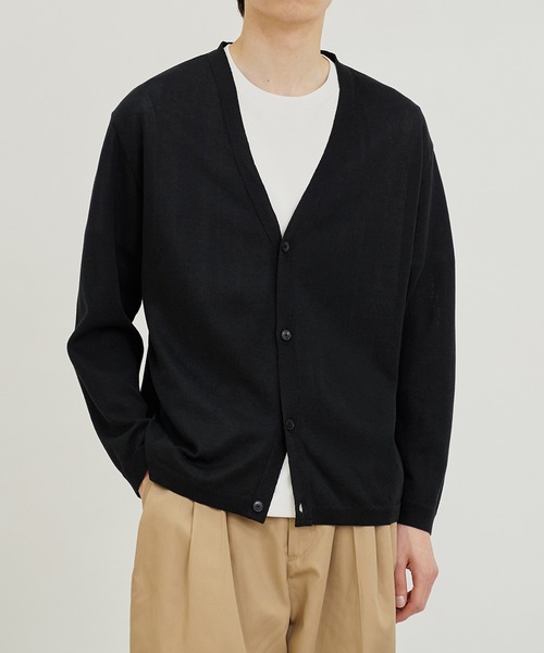 PUBLIC TOKYO（パブリックトウキョウ）の「極 リネンリラックスニットカーデ（カーディガン/ボレロ・メンズ・ベージュ/ブラック/マスタード・2/1/3）」の21枚目の写真