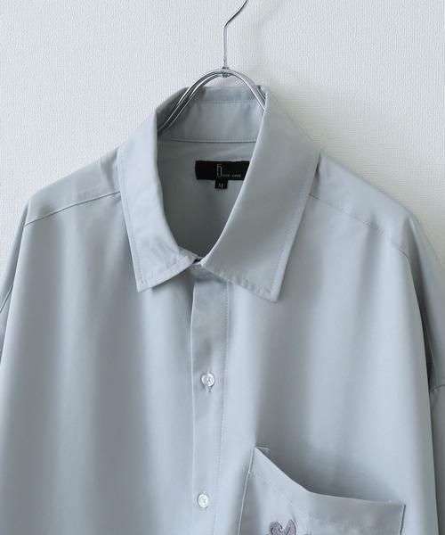 ZIP FIVE（ジップファイブ）の「【ZIP FIVE】オーバールーズワンポイント刺繍レギュラーカラー/ビッグシルエット半袖シャツ（シャツ/ブラウス・メンズ・ホワイト/ネイビー/ブラック/ライトグレー/ブルー・MEDIUM/LARGE/X-LARGE）」の6枚目の写真