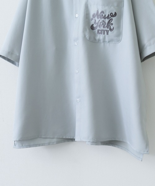 ZIP FIVE（ジップファイブ）の「【ZIP FIVE】オーバールーズワンポイント刺繍レギュラーカラー/ビッグシルエット半袖シャツ（シャツ/ブラウス・メンズ・ホワイト/ネイビー/ブラック/ライトグレー/ブルー・MEDIUM/LARGE/X-LARGE）」の9枚目の写真