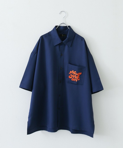 ZIP FIVE（ジップファイブ）の「【ZIP FIVE】オーバールーズワンポイント刺繍レギュラーカラー/ビッグシルエット半袖シャツ（シャツ/ブラウス・メンズ・ホワイト/ネイビー/ブラック/ライトグレー/ブルー・MEDIUM/LARGE/X-LARGE）」の15枚目の写真