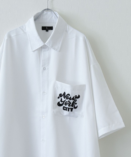 ZIP FIVE（ジップファイブ）の「【ZIP FIVE】オーバールーズワンポイント刺繍レギュラーカラー/ビッグシルエット半袖シャツ（シャツ/ブラウス・メンズ・ホワイト/ネイビー/ブラック/ライトグレー/ブルー・MEDIUM/LARGE/X-LARGE）」の16枚目の写真
