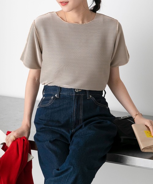セール】【forksy.】ボーダーメロー半袖カットソー（Tシャツ