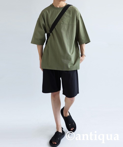 antiqua(アンティカ)の「ナイロン切り替えTシャツ(Tシャツ/カットソー・レディース・ブルー/ホワイト/ブラック/カーキ・FREE)」の17枚目の写真