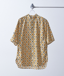 417 EDIFICE | 【India print】バンドカラーハーフスリーブ シャツ(シャツ/ブラウス)