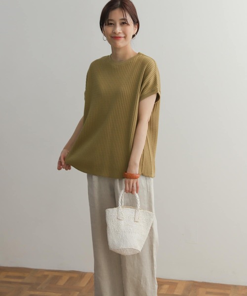 URBAN RESEARCH DOORS(アーバンリサーチドアーズ)の「針抜きサーマルフレンチスリーブ(ニット/セーター・レディース・アイボリー/グリーン系その他/イエロー系その他・MEDIUM)」の8枚目の写真