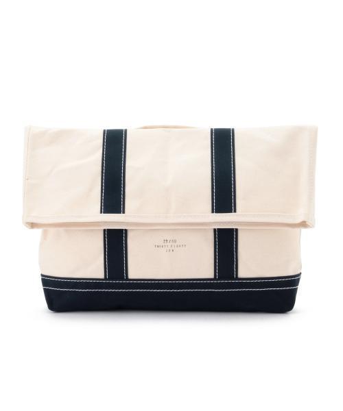 Ray BEAMS（レイビームス）の「20/80 / キャンバス クラッチバッグ（クラッチバッグ・レディース・ホワイト/ネイビー・ONE SIZE）」の4枚目の写真