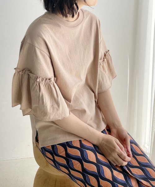 LOWRYS FARM（ローリーズファーム）の「ソデフリルＴシャツＳＳ　 907824（Tシャツ/カットソー・レディース・ホワイト/その他/ブラウン/ブラック・FREE）」の13枚目の写真
