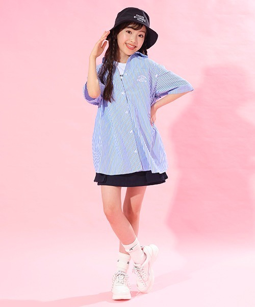 by LOVEiT(バイラビット)の「肩見せ2WAYチュニック丈シャツ(シャツ/ブラウス・キッズ・ピンク/ブルー/ライム・130cm/140cm/150cm/160cm/120cm)」の15枚目の写真