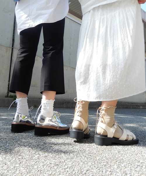 minia(ミニア)の「編み上げリボンソックス(ソックス/靴下・レディース・ベージュ/ブラック/ホワイト・FREE)」の17枚目の写真