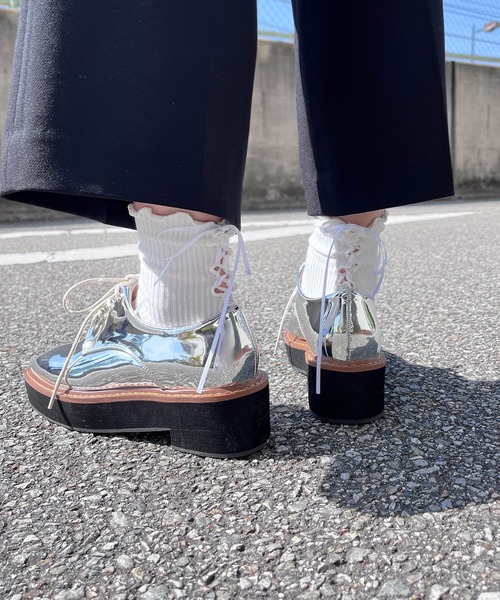 minia(ミニア)の「編み上げリボンソックス(ソックス/靴下・レディース・ベージュ/ブラック/ホワイト・FREE)」の7枚目の写真