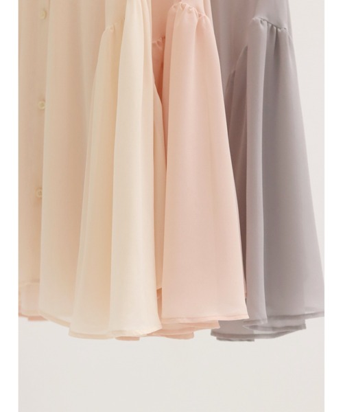 muguet sheer tulle peplum blouse シアーブラウス muguet（ミュゲ）の「ripple sheer peplum blouse（シャツ