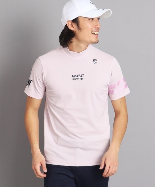 【セール】【UVカット／吸水速乾】ロゴデザイン モックネック半袖プルオーバー（Tシャツ/カットソー）｜adabat（アダバット）