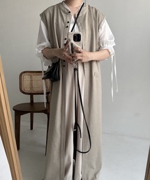 neck 2way hem piping vest / ネック2wayヘムパイピングベスト