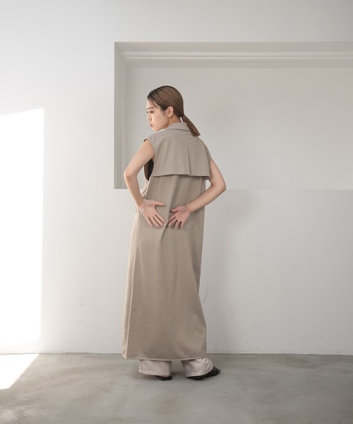 lawgy（ラウジー）の「neck 2way hem piping vest / ネック2wayヘムパイピングベスト（ベスト・レディース・ベージュ/モカ・FREE）」の18枚目の写真