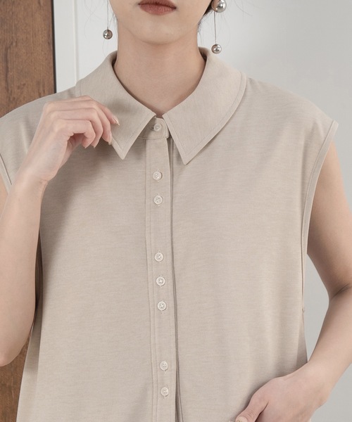 lawgy（ラウジー）の「neck 2way hem piping vest / ネック2wayヘムパイピングベスト（ベスト・レディース・ベージュ/モカ・FREE）」の14枚目の写真