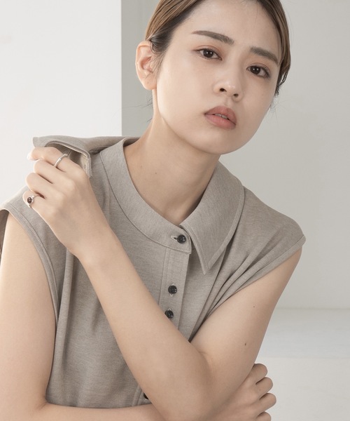 lawgy（ラウジー）の「neck 2way hem piping vest / ネック2wayヘムパイピングベスト（ベスト・レディース・ベージュ/モカ・FREE）」の22枚目の写真