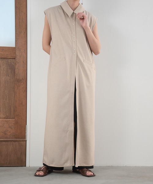 lawgy（ラウジー）の「neck 2way hem piping vest / ネック2wayヘムパイピングベスト（ベスト・レディース・ベージュ/モカ・FREE）」の13枚目の写真