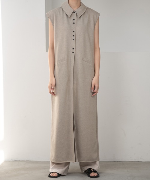 lawgy（ラウジー）の「neck 2way hem piping vest / ネック2wayヘムパイピングベスト（ベスト・レディース・ベージュ/モカ・FREE）」の19枚目の写真