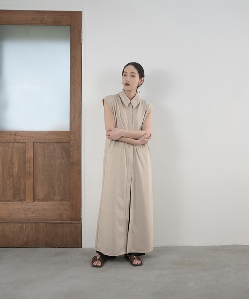lawgy（ラウジー）の「neck 2way hem piping vest / ネック2wayヘムパイピングベスト（ベスト・レディース・ベージュ/モカ・FREE）」の6枚目の写真