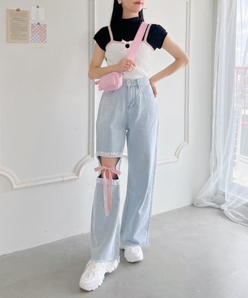 Loueme（ルエム）の「リボンノットデニムパンツ（デニムパンツ・レディース・ライトブルー・M/S）」の8枚目の写真