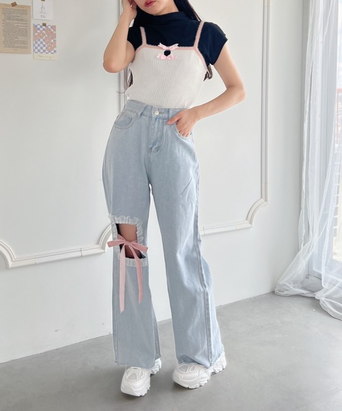 Loueme（ルエム）の「リボンノットデニムパンツ（デニムパンツ・レディース・ライトブルー・M/S）」の6枚目の写真