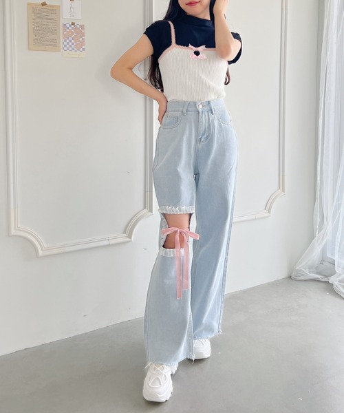 Loueme（ルエム）の「リボンノットデニムパンツ（デニムパンツ・レディース・ライトブルー・M/S）」の7枚目の写真