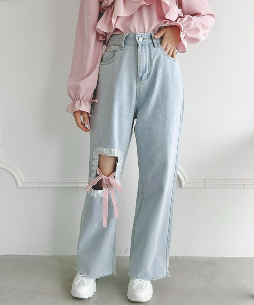 Loueme（ルエム）の「リボンノットデニムパンツ（デニムパンツ・レディース・ライトブルー・M/S）」の16枚目の写真