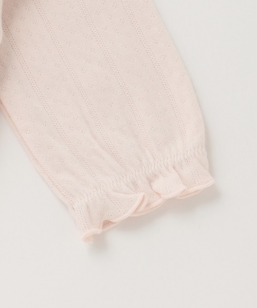 petit main(プティマイン)の「【弱酸性】帽子付レース切替2WAYオール(ロンパース・キッズ・アイボリー/ライトピンク・50-70cm)」の7枚目の写真