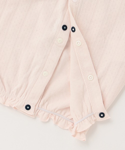 petit main(プティマイン)の「【弱酸性】帽子付レース切替2WAYオール(ロンパース・キッズ・アイボリー/ライトピンク・50-70cm)」の9枚目の写真