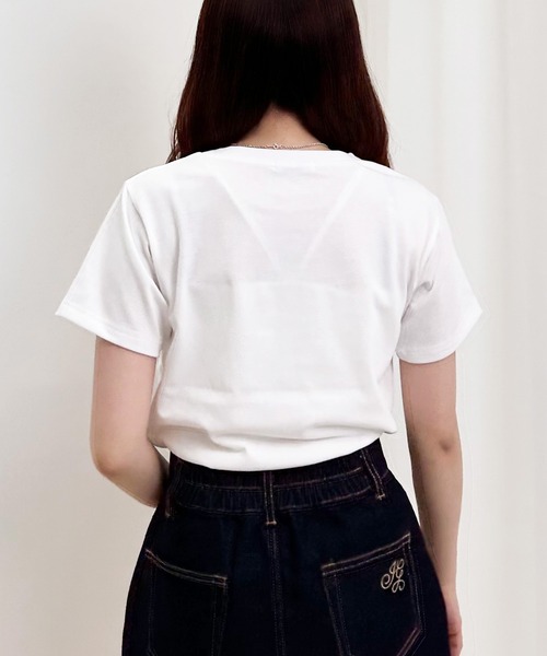 INGNI(イング)の「ラインストーンロゴTシャツ(Tシャツ/カットソー・レディース・オフホワイト/ブラック/ライトピンク/ミント・M)」の8枚目の写真
