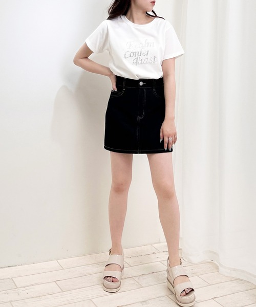INGNI(イング)の「ラインストーンロゴTシャツ(Tシャツ/カットソー・レディース・オフホワイト/ブラック/ライトピンク/ミント・M)」の9枚目の写真