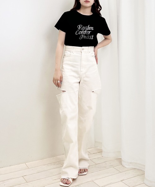 INGNI(イング)の「ラインストーンロゴTシャツ(Tシャツ/カットソー・レディース・オフホワイト/ブラック/ライトピンク/ミント・M)」の16枚目の写真
