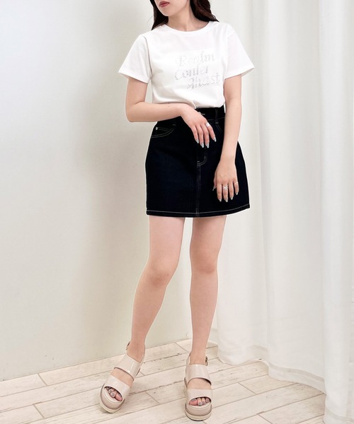 INGNI(イング)の「ラインストーンロゴTシャツ(Tシャツ/カットソー・レディース・オフホワイト/ブラック/ライトピンク/ミント・M)」の10枚目の写真