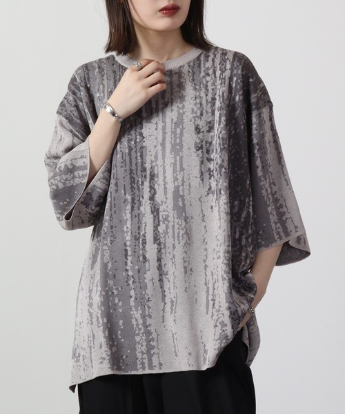 FUNALIVE(ファンアライブ)の「スプラッシュ柄半袖サマーニット(ニット/セーター・メンズ・ブルー/ブラック/グレイッシュベージュ/ライトグレー・M/L)」の18枚目の写真