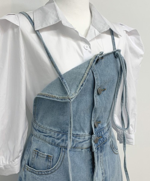 着回し抜群!!【alice olivia】デニム ティアード ミニワンピース SLY | OPEN SHOULDER CUT ショートワンピース (ワンピース(ミニ